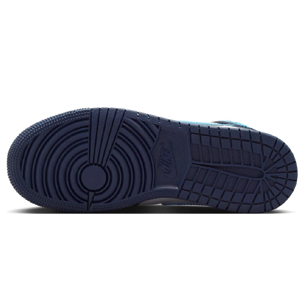 Big Kid's Jordan 1 Mid Obsidian/DK Powder Blue-White (DQ8423 404)