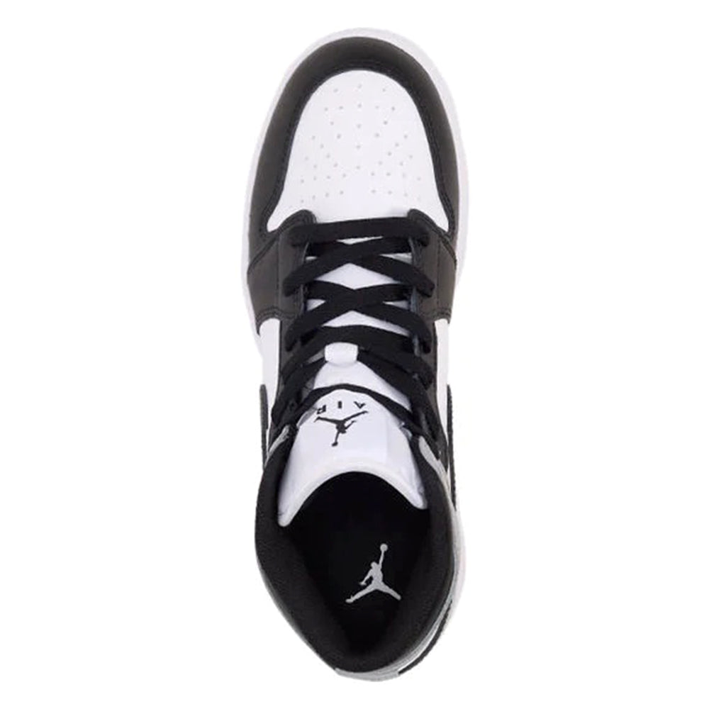 Big Kid's Air Jordan 1 Mid White/Black-LT Smoke Grey (DQ8423 101)