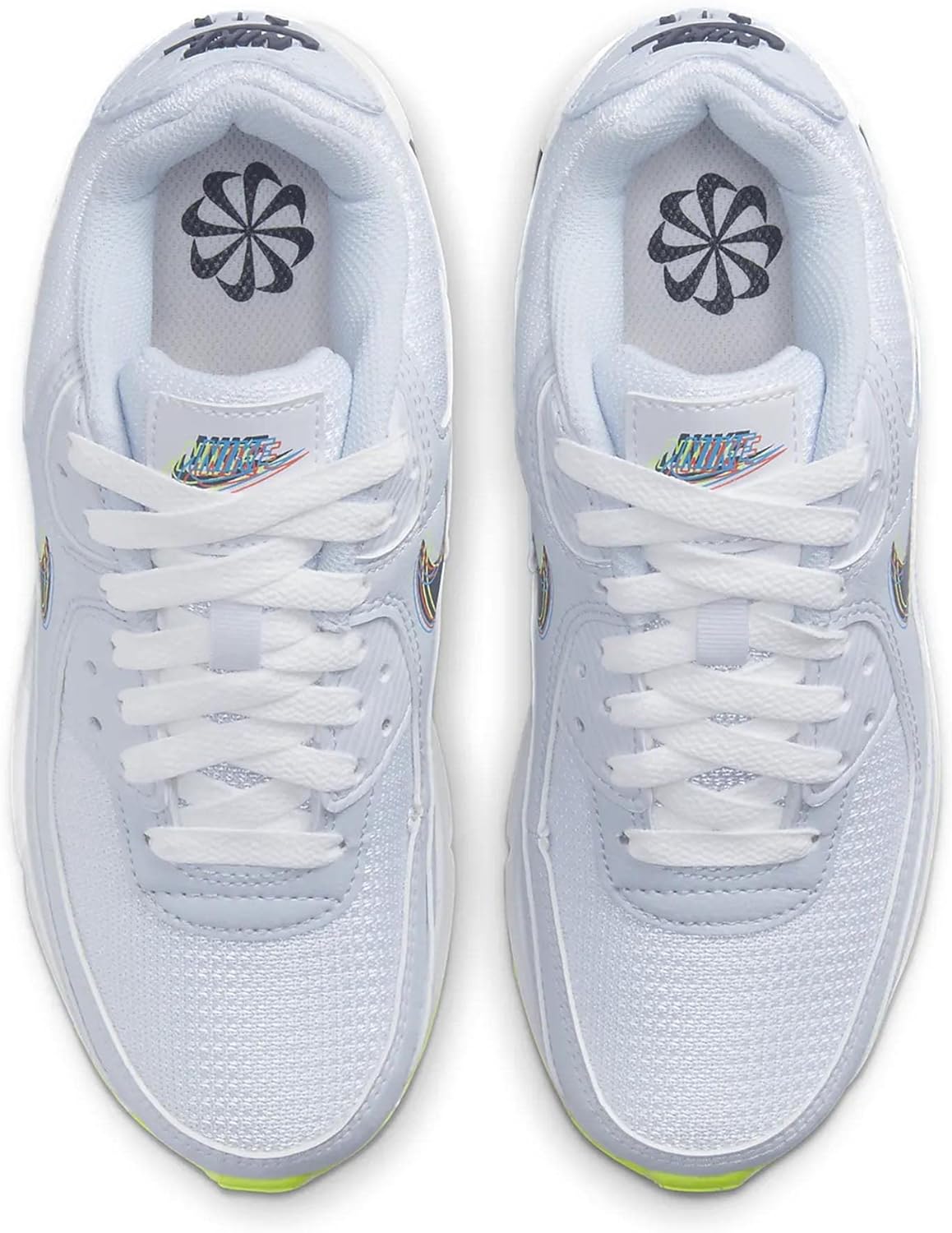 Big Kid's Nike Air Max 90 White/Blackened Blue-Volt (DV3480 100)