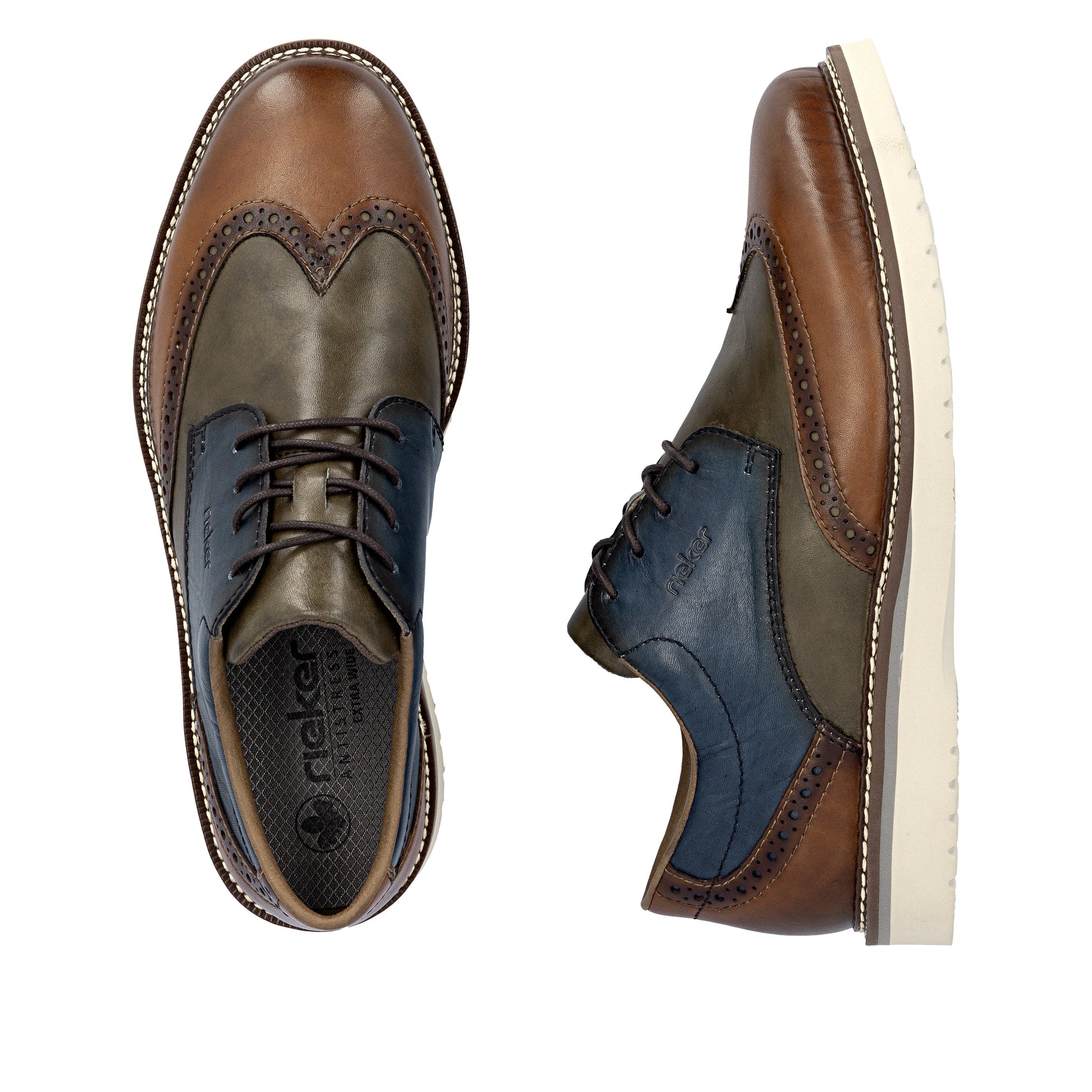 Rieker Mens Shoe 04504-90 Muskat/Forest/Royal Blue