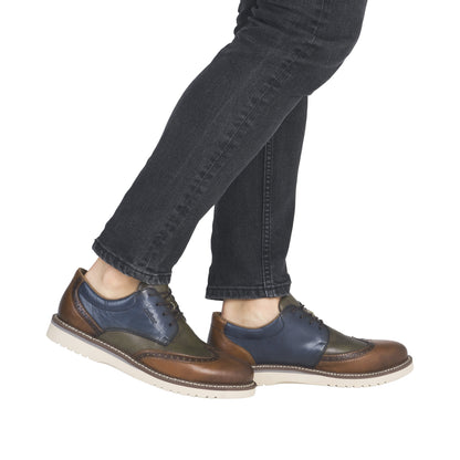 Rieker Mens Shoe 04504-90 Muskat/Forest/Royal Blue