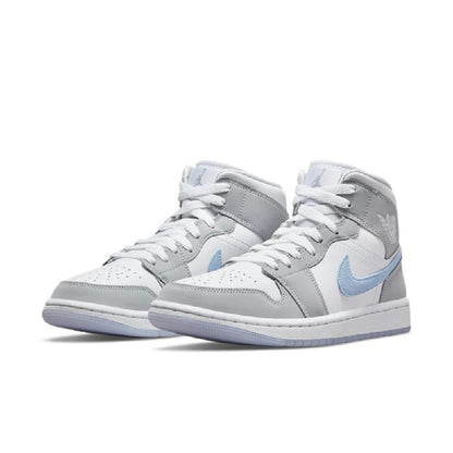 Women's Air Jordan 1 Mid White/aluminum-wolf Grey (bq6472 105) Sneakers - Premium Brand Shoes for Men and Women
