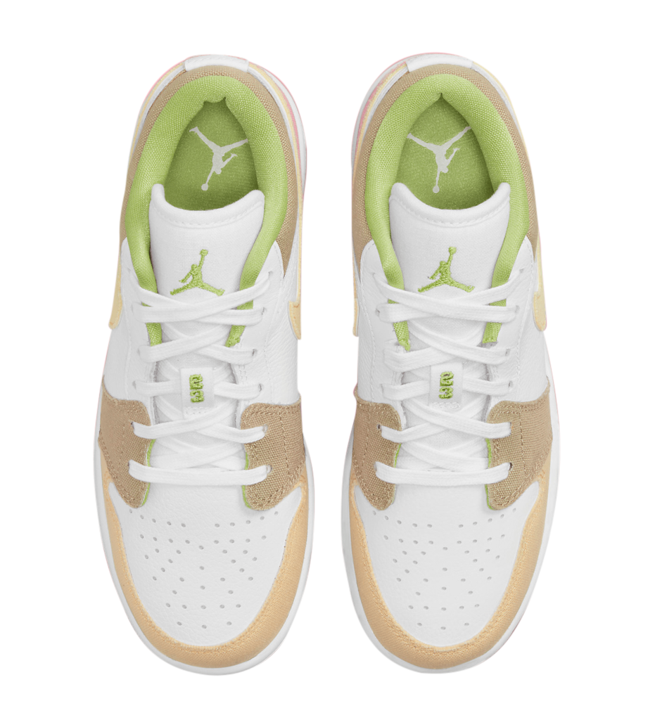 Big Kid's Jordan 1 Low SE White/Vivid Green-White (DJ0341 100)