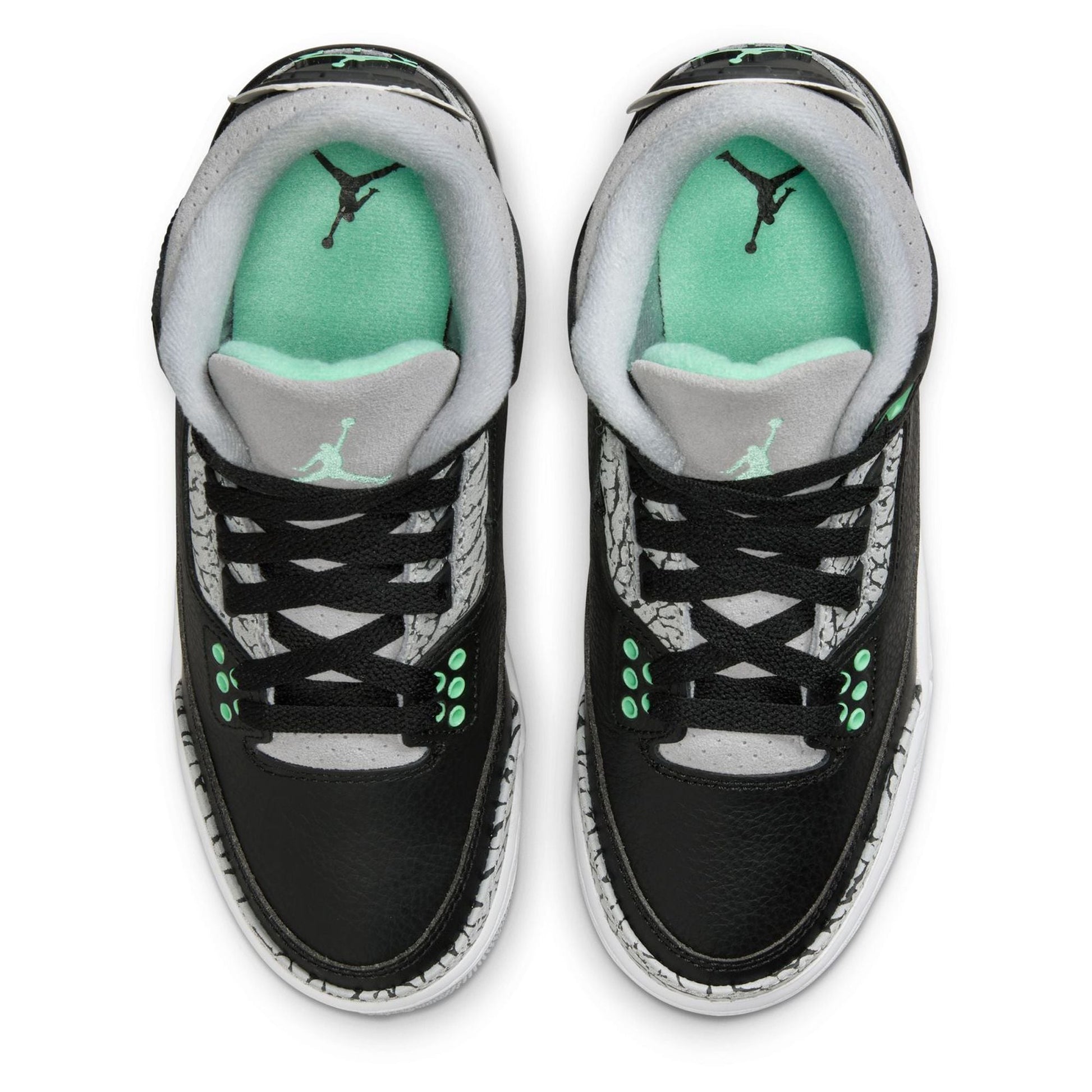 Big Kid's Jordan 3 Retro Black/Green Glow-Wolf Grey (DM0967 031)