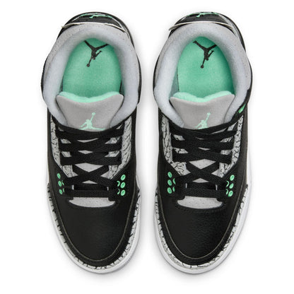 Big Kid's Jordan 3 Retro Black/Green Glow-Wolf Grey (DM0967 031)
