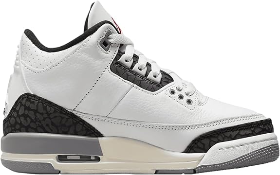 Big Kid's Jordan 3 Retro "Cement Grey" Summit Wht/Fire Red (DM0967 106)