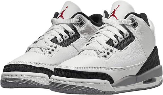 Big Kid's Jordan 3 Retro "Cement Grey" Summit Wht/Fire Red (DM0967 106)