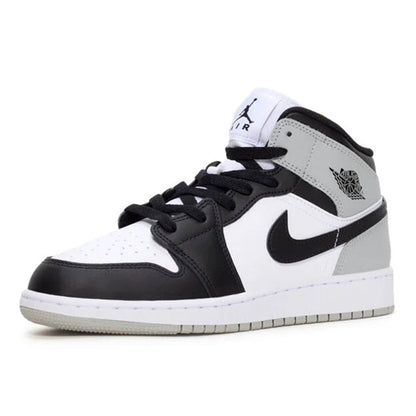 Big Kid's Air Jordan 1 Mid White/Black-LT Smoke Grey (DQ8423 101)