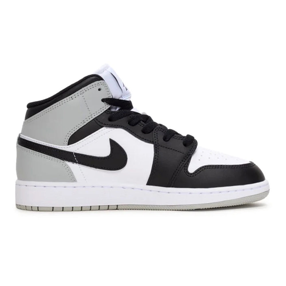 Big Kid's Air Jordan 1 Mid White/Black-LT Smoke Grey (DQ8423 101)