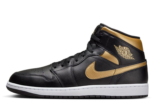 Men's Jordan 1 Mid Black/metallic Gold-white (dq8426 071) Sneakers - Premium Brand Shoes for Men and Women