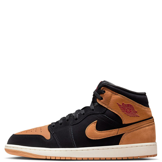 Men's Jordan 1 Mid SE Black/flax-varsity Red-sail (hv4091 002) Sneakers - Premium Brand Shoes for Men and Women