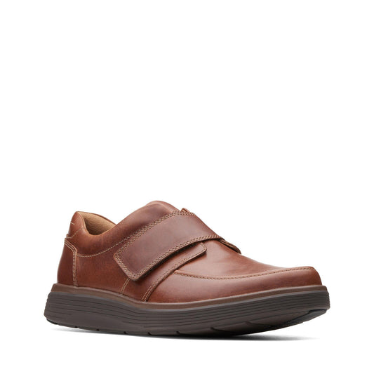 Clarks Mens Shoe Un Abode Strap Dark Tan Leather